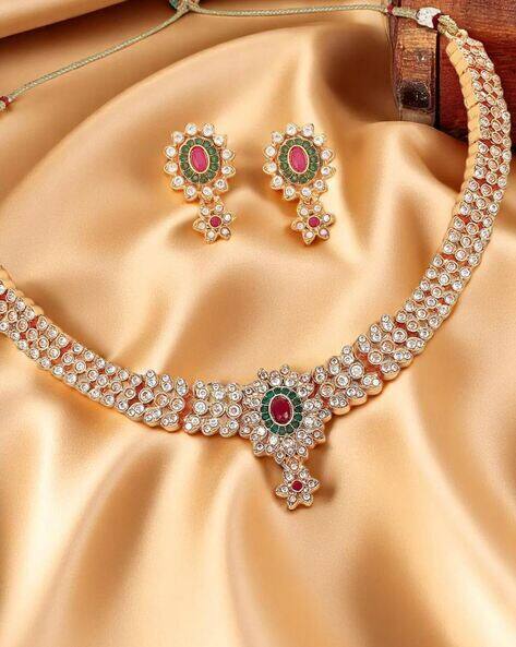 Fabula Women Stone-Studded Necklace & Earings Set