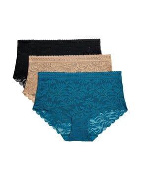 fashion comfortz Pack of 3 Lace Briefs with Elasticated Waistband-picture-16