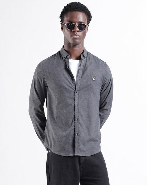 The Indian Garage Co Men Heathered Slim Fit Shirt
