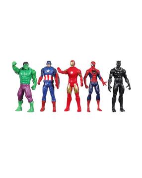 Pack of 6 Hulk Captain America Iron Man Spider-Man & Panther Action Figure Set with Shield Accessory