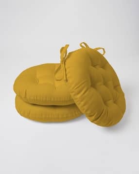 skanda fab Set of 3 Quilted Round-Shaped Chair Cushions-picture-51