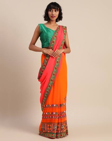 SVARAA Women Georgette Embroidered Work Saree
