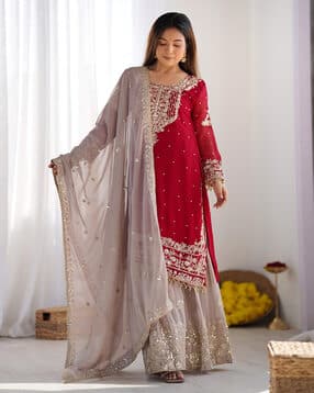 canibani Women Embroidered Straight Kurta Suit Set-picture-10