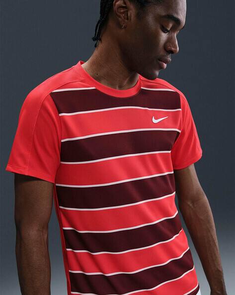 NIKE Men DFADV Slam Striped Regular Fit Crew-Neck T-Shirt