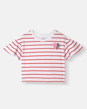 Girls Striped T-Shirt with Short Sleeves-image-37