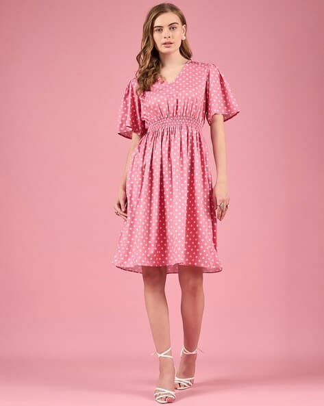 Women Polka-Dot Fit Flare Dress