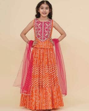 bitiya by bhama Girls Embellished & Embroidery Lehenga Choli with Dupatta-picture-13