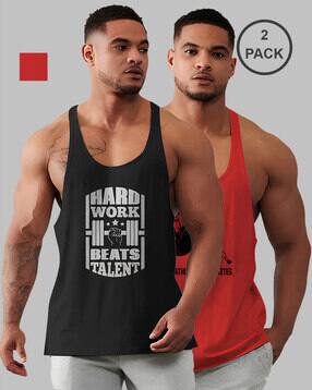 bab Men Pack of 2 Typographic Print Sleeveless Vests-picture-8