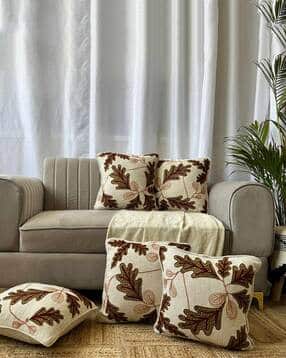 export house Set of 5 Embroidered Cushion Covers with Stitch Detail-picture-17