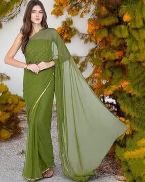 Women Saree with Contrast Lace Border-image-8