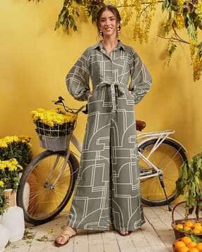 quiero Women Geometric Print Jumpsuit with Insert Pockets-picture-15