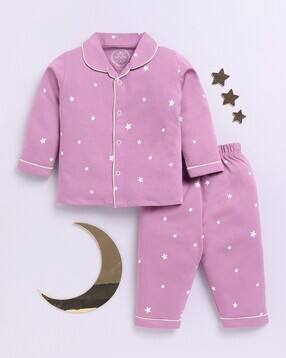 Girls Graphic Print Shirt & Pyjamas Set