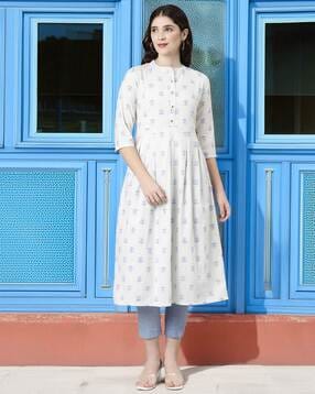 revangi Women Floral Cotton A-Line Kurta -picture-15
