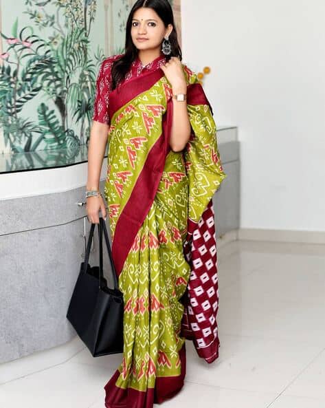 Women Ethnic Design Traditional Saree with Blouse Piece