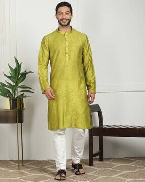 swagg india Men Embroidered Regular Fit Long Kurta with Mandarin Collar-picture-36