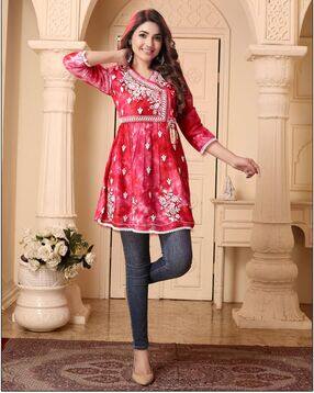 Women Embroidered Angrakha Tunic
