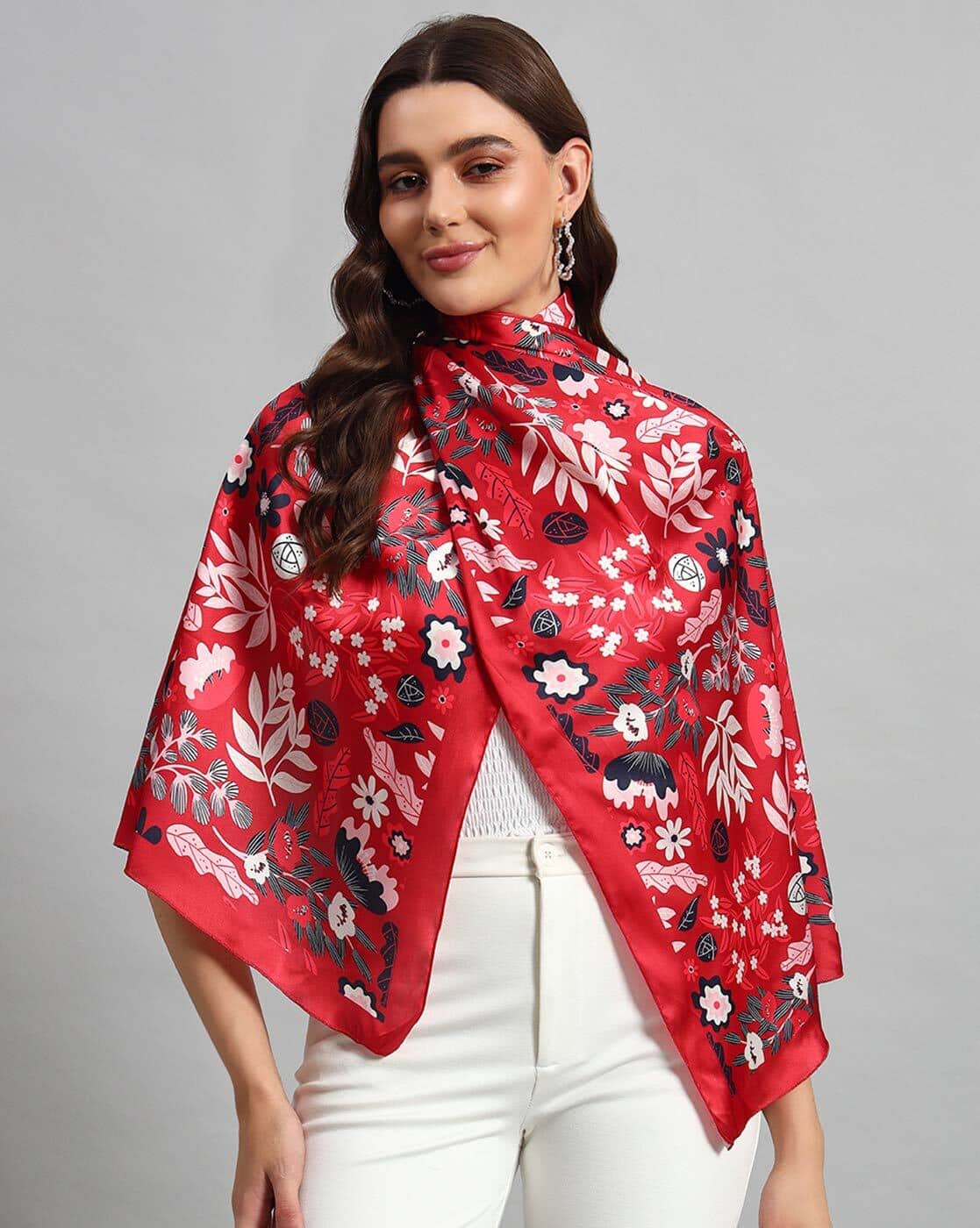 トップス YOSHUYUKI Silk Scarf Patterned Satin Top Buy Handicraft-palace Women Floral Printed Satin Si Online