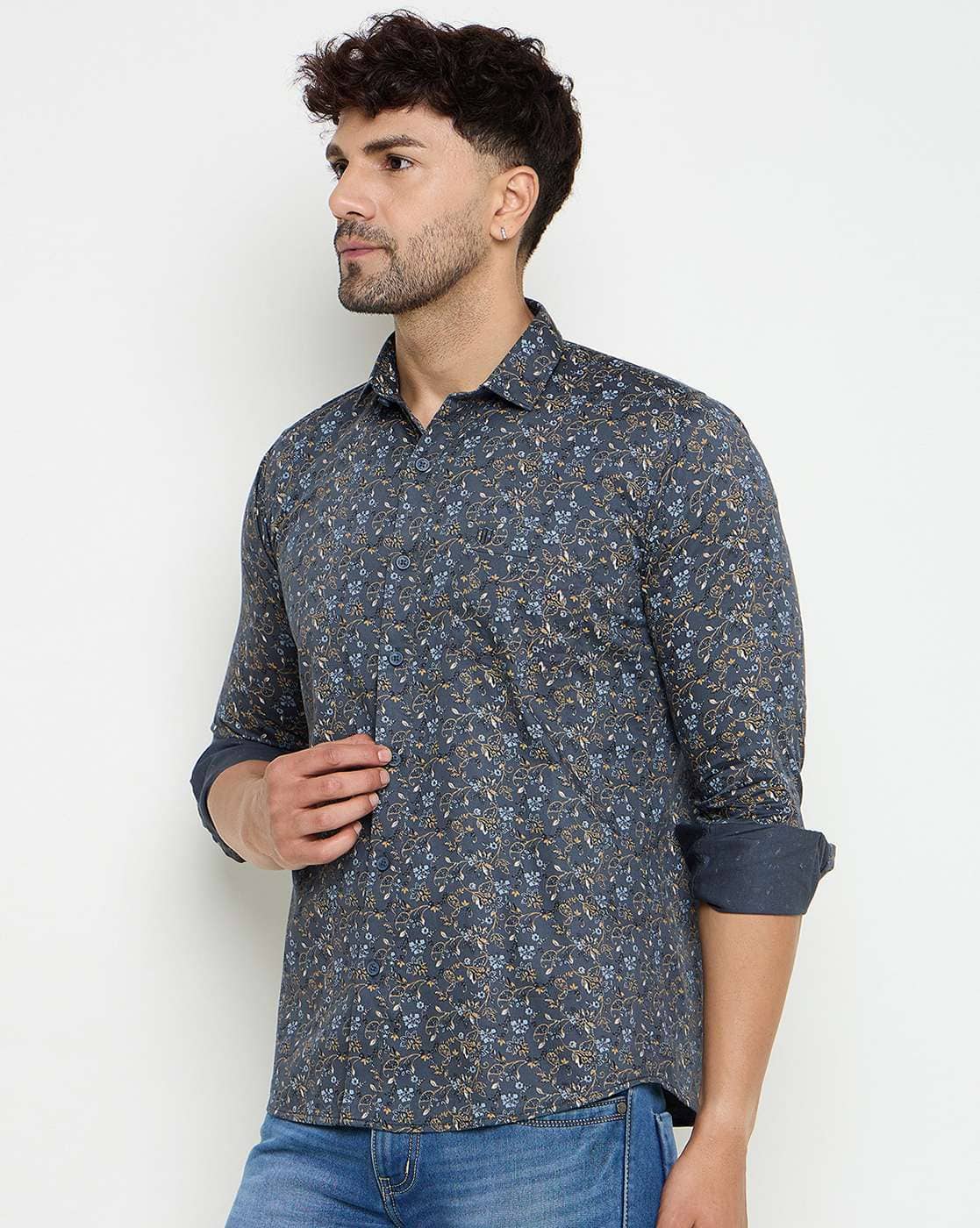 Buy DUKE Men Floral Print Slim Fit Shirt Online | Ajio.com