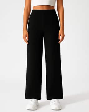 fabflee x ag Women Ribbed Relaxed Fit High-Rise Pants-picture-16
