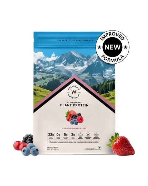 Wellbeing Nutrition Organic Vegan Protein Isolate 3B CFU Probiotics Canadian Mixed Berry