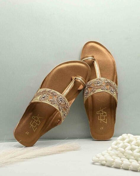 Buy BRONZE Flat Sandals for Women by Zebba Online