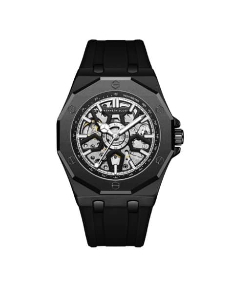 Kenneth Scott K25301-BSBB Men Automatic Wrist Watch with Silicon Straps
