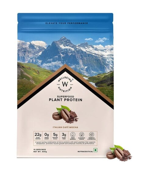 Wellbeing Nutrition Organic Vegan Protein Isolate 3B CFU Probiotics Italian Cafe Mocha