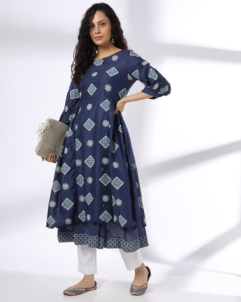 AVAASA MIX N' MATCH Women Printed Flared Layered Kurta