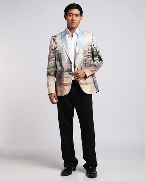 Altheory by AZORTE Printed Slim Fit Blazer