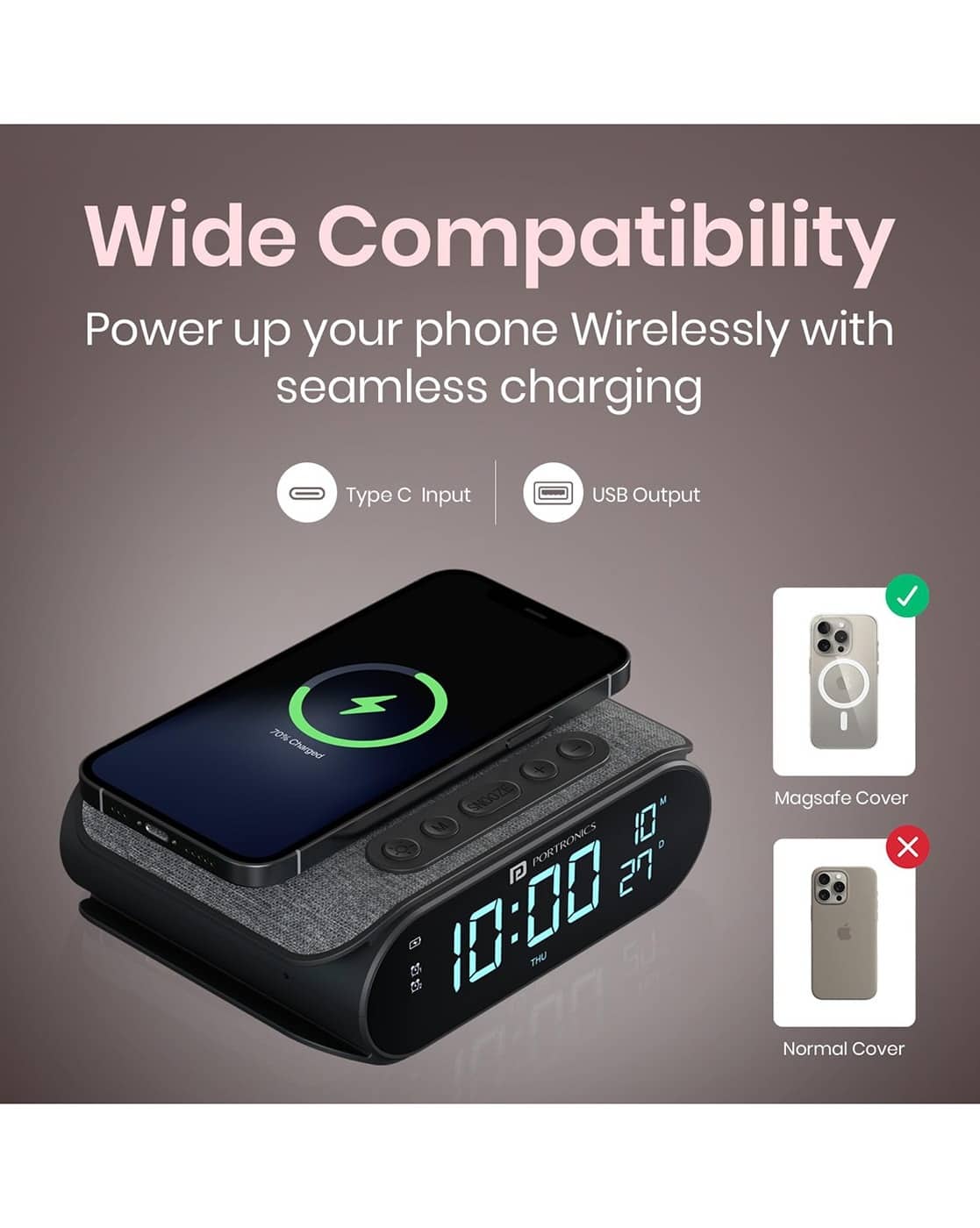 Buy Portronics Water-Resistant Wireless Charger-POR-2129 Black