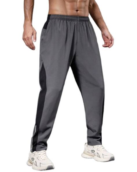 POSHAX Men Mid-Rise Straight Track Pants with Insert Pockets