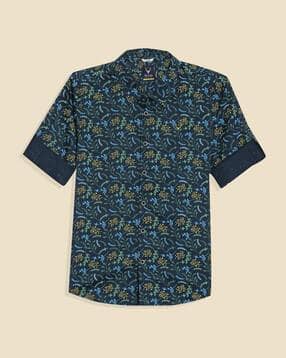 allen solly Boys Leaf Print Slim Fit Cotton Shirt-picture-27