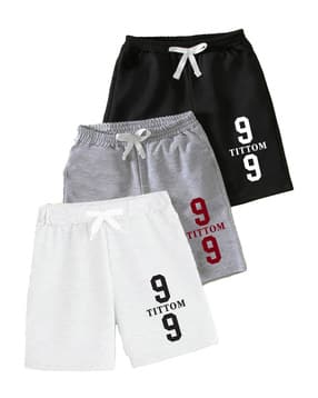 tittom Pack of 3 Boys Typographic Print Regular Fit Shorts-picture-34