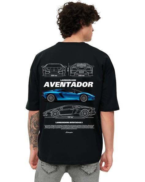KART BLACK Men Graphic Print Oversized Fit Round-Neck T-Shirt