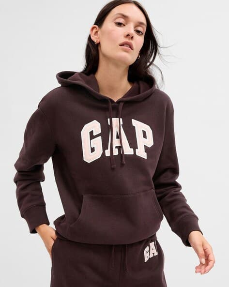 Women Logo Embroidered Relaxed Fit Hoodie