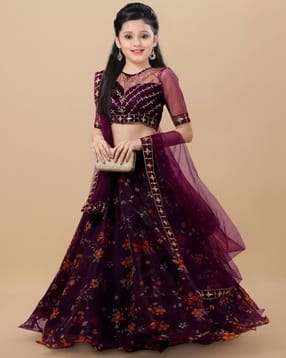 piludi Girls Embroidered Lehenga Choli with Dupatta-picture-33