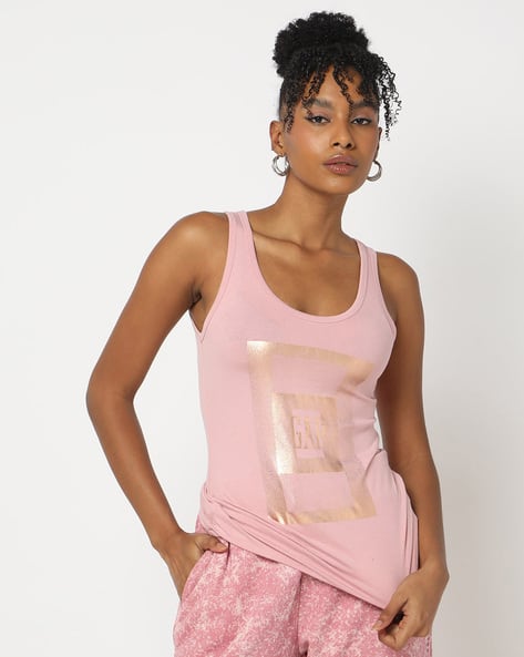 Buy GAP Women Logo Print Slim Fit Tank Top Online | Ajio.com