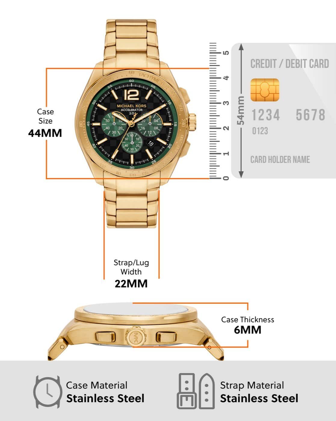 Buy Michael Kors Men Chronograph Accelerator Watch MK9177 | Gold