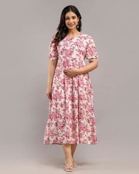 biffy Women Floral Print Fit & Flare Maternity Dress-picture-47