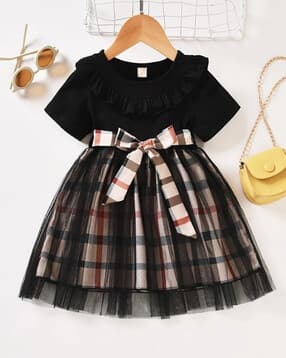 styleconnect Girls Checks Fit and Flare Dress-picture-46
