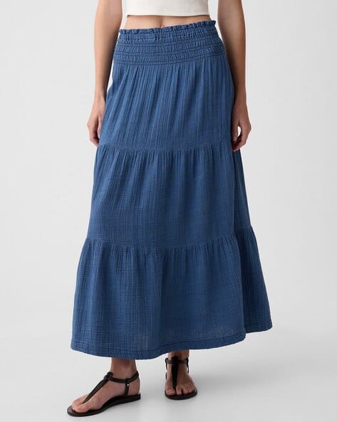 Crinkle Gauze Tiered Maxi Skirt