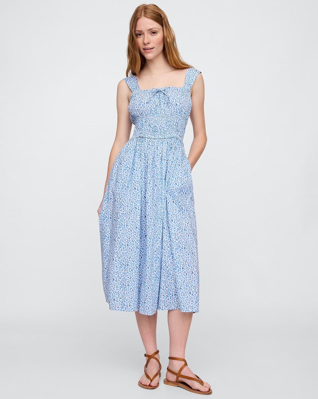 Women Floral Print Smocked Fit & Flare Dress