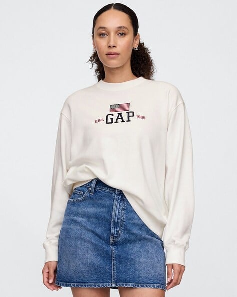 Women Logo Fit Relaxed Fit Crew-Neck Sweatshirt