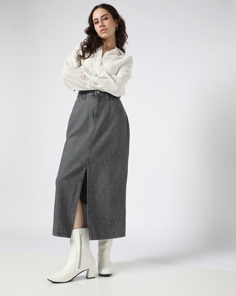 Ajio Gap Pleated Skirt Ajio Maxi Pencil Skirts How To Buy Grey