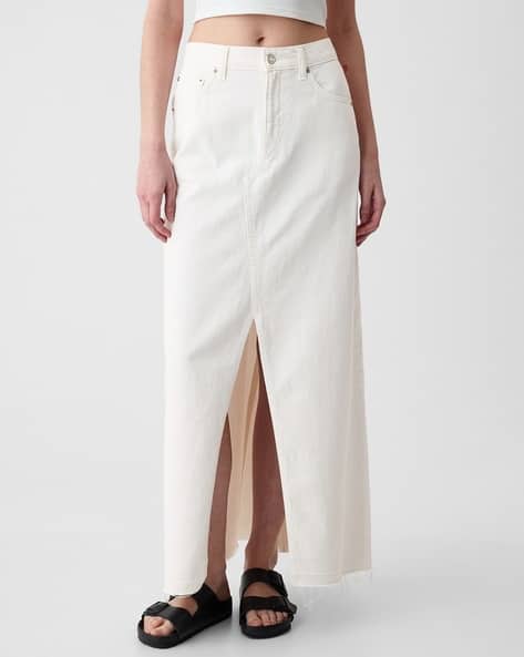 midi white denim skirt near me