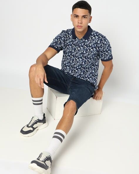 GAP All-Over Print Contrast Collar Polo T-Shirt
