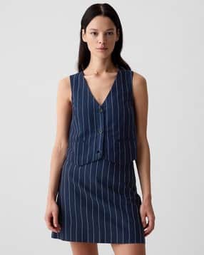 GAP Women Striped V-Neck Slim Fit Top