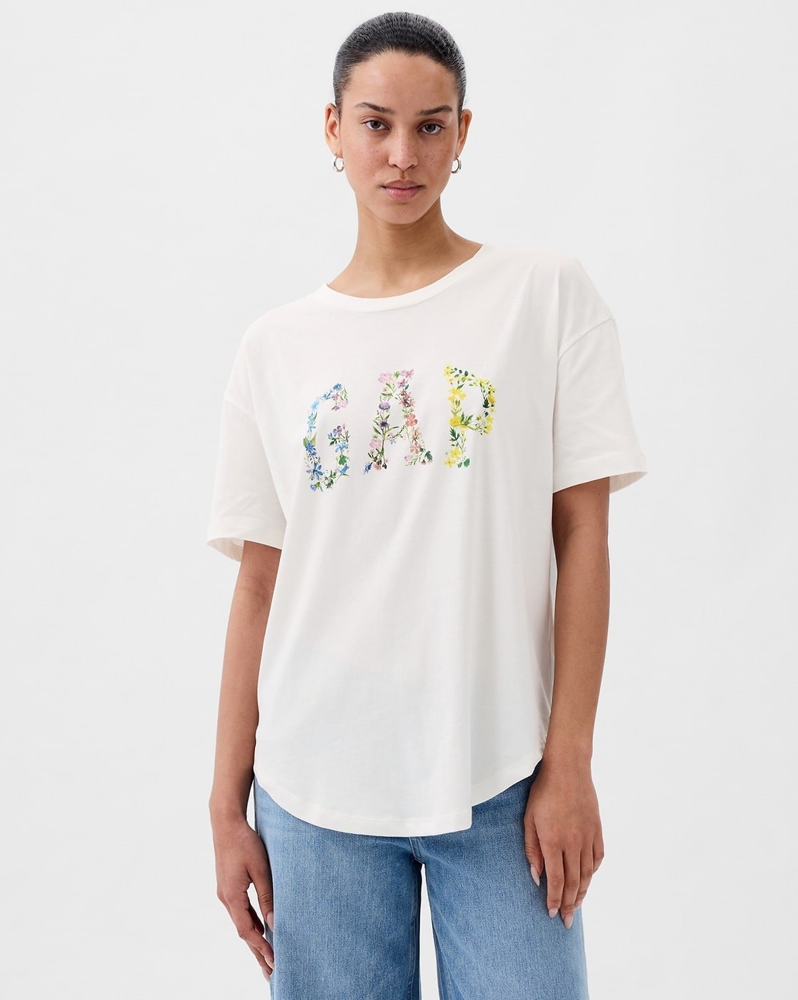 Solid Logo Printed Boyfriend Fit T-Shirt