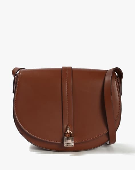 Outryt by AZORTE Leather Sling Bag with Key Accent