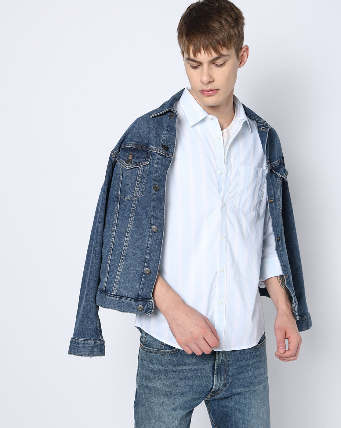 Men Slim Fit Poplin check Shirt